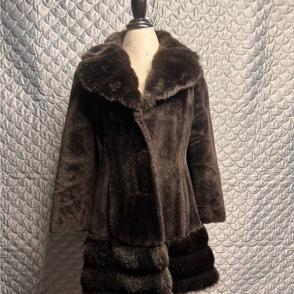 Elegant Brown Faux Fur Coat